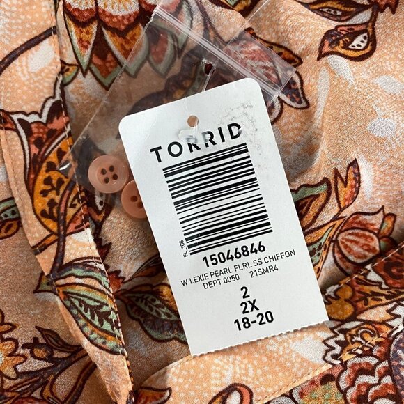 Torrid Lexie Top Floral Chiffon Multicolored Short Sleeve HI Low NWT Women's 2X - Picture 6 of 10